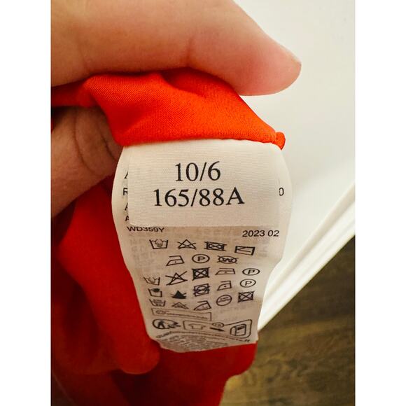 ALLSAINTS Orange Satin Silk Blend Scoop Neck Alexia Marinana Dress Size 10 - Picture 13 of 15